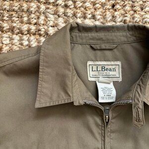 L.L.Bean Harrington Canvas Work Jacket Collared Zip Front Utility Coat Khaki (La